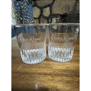 Crown Royal 3.5" Low Ball Whiskey Glasses Set of 2 Excellent‎ Used Condition